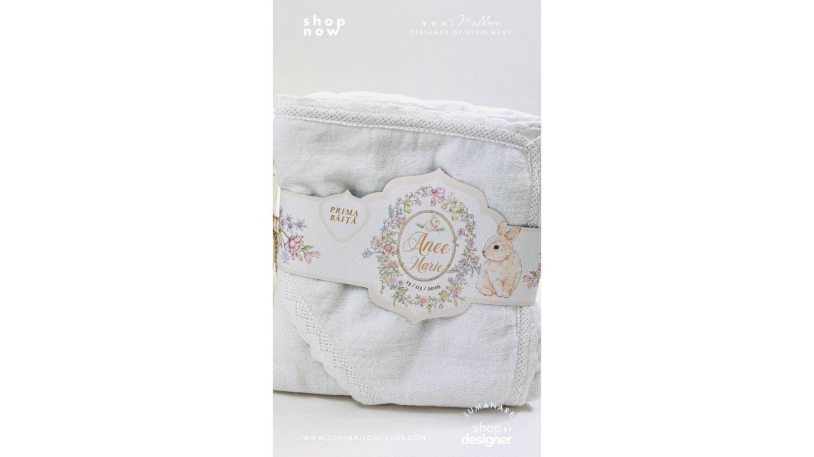 Set Prima Băiță cu Nașii după Botez Belle Époque Floral Garden 14